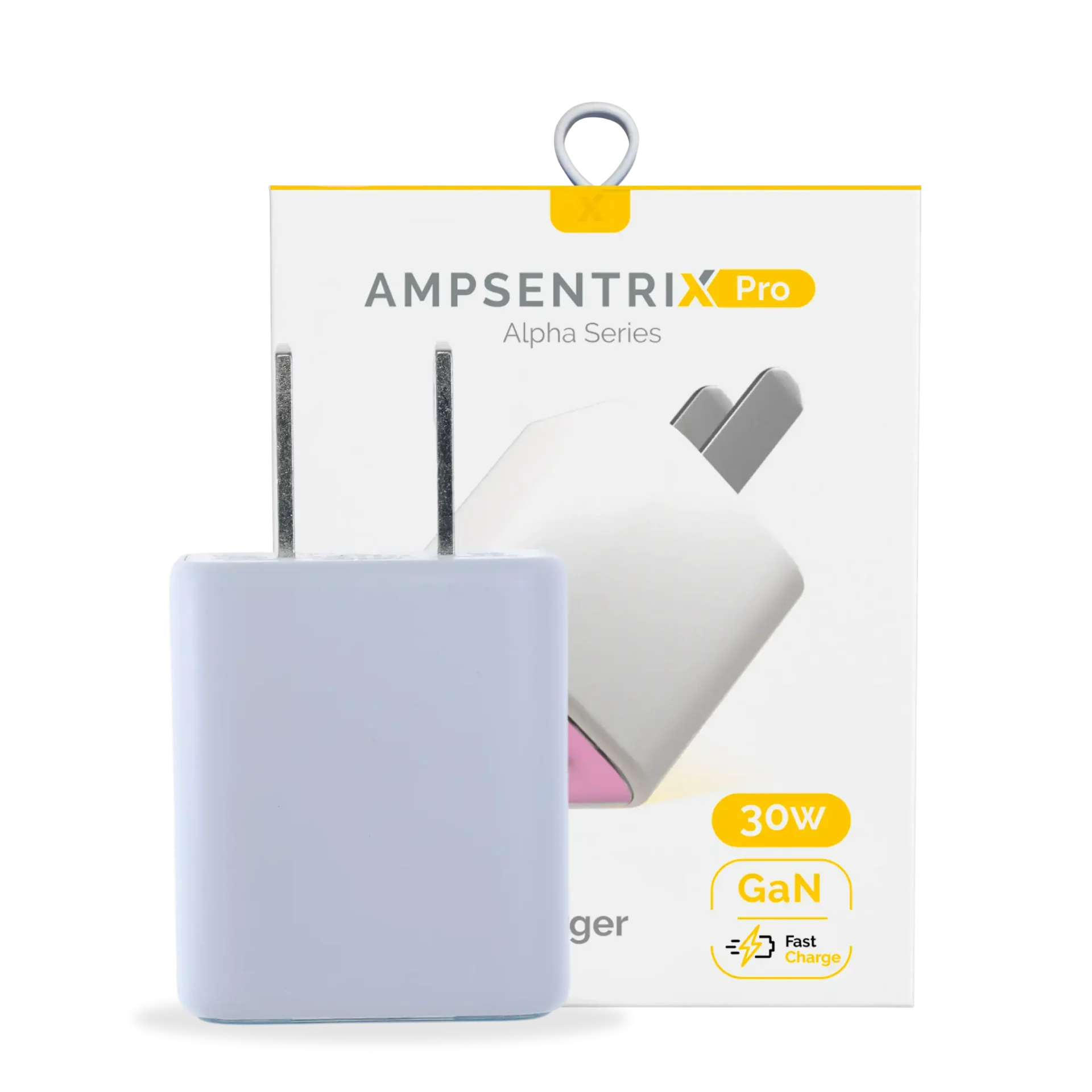 AmpSentrix Pro 30W 2-in-1 USB-C / USB-A GaN Wall Adapter (Pink) 3