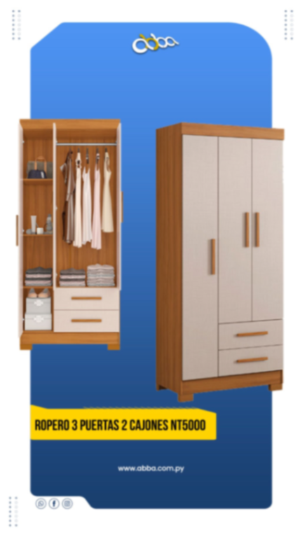 Ropero Abba 3 puertas 2 cajones NT 5000