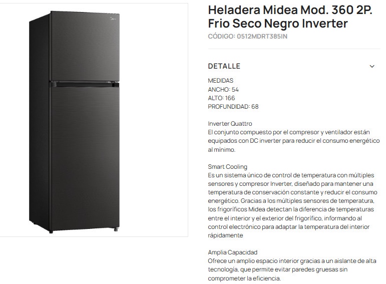 Heladera Midea 360 Frio Seco